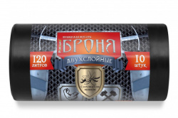 Мешки для мусора ПВД 120л в рул. БРОНЯ (70*110/60мкм 10шт/рул 10рул/кор) черные ВР-0010